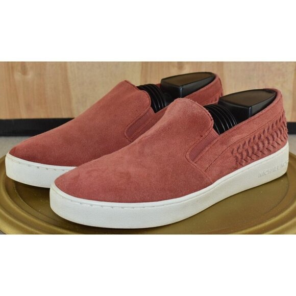 Michael Kors Womens Stevie Suede Red Slip On Boat Shoes Size 8.5 - Picture 1 of 11